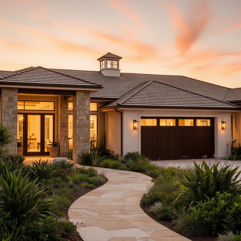 Luxury Southern California home at golden hour